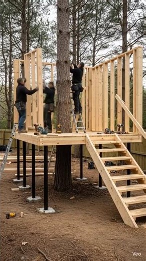 Modern Treehouse Build in Forest | A-Frame Transformation Timelapse#Treehouse #Construction