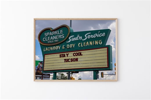 Sparkle Cleaners Neon Sign Print: Vintage Tucson Desert Americana Photography (digital Download) - Etsy