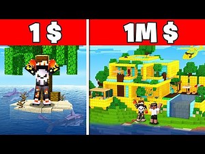 $1 vs $1,000,000 Million UPGRADING ISLAND in MINECRAFT....