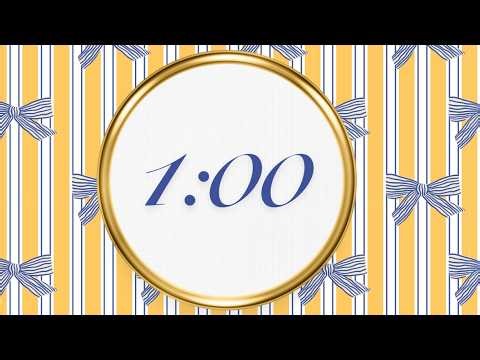 1 minute Preppy Blue & White Bow Teacher Timer
