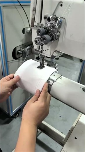 automatic cut thread double needle sewing machine #filter bag
