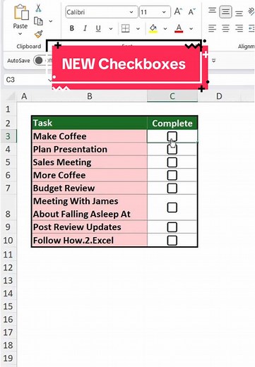 Create a To-Do List with Checkboxes in Excel