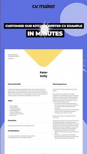 Create your Kitchen Porter CV Now!