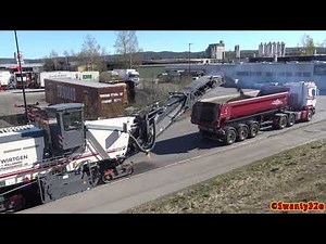 4K| Asphalt Milling With Wirtgen W210i Milling Machine And Scania R560 Semi Truck