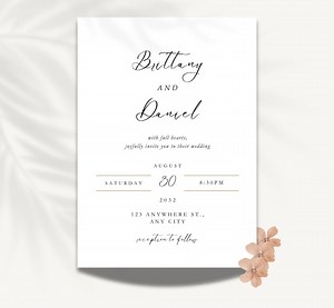 Modern Minimalist Wedding Invitations Templates, Printable Editable Wedding Invitations, DIY Wedding, INSTANT Download, Canva, #BRITTANY - Etsy