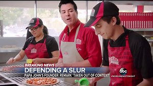 DEFENDING A SLUR: Papa John’s founder John Schnatter is speaking out after admitting he used the N-word, attempting to explain why he said it as the backlash against his pizza empire continues. Zachary Kiesch reports. https://abcn.ws/2zFjMMn | ABC World News Tonight with David Muir
