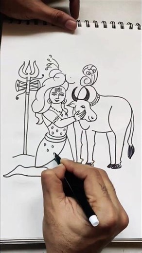 Quick simple and easy drawing of lord Shiva Using sanskrit word OM/ Shivji drawing Mahadev Bholenath