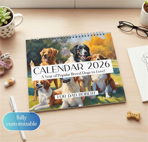 Dog Breeds Calender 2026 Dog Wall Calendar Calendario 2026 Funny Pet Calendar Dog Desktop Calendar Personal Pet Gifts 2026 Monthly Planner - Etsy