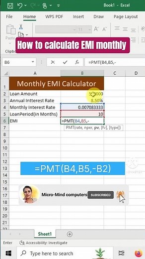 How to calculate emi in an excel sheet #excel #trending
