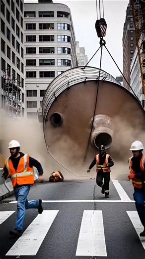 WATER TANK COLLAPSE! Huge Steel Section Falls Hard in the City! 😱💥 #fail #enggenering #shorts