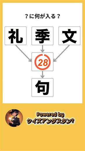 他の動画はこちら→ @quiz_understand 答えはこちら（下にスクロールしてください） ↓ ↓ ↓ ↓ ↓ ↓ ↓ ↓ ↓ ↓ ↓ ↓ ↓ ↓ ↓ ↓ ↓ ↓ ↓ ↓ ↓ ↓ ↓ ↓ ↓ ↓ 答え:節（礼節、季節、文節、節句） わかった方は、是非いいねや感想お願いしますね。 正解しても、間違っても、わからなくても考えることで脳の活性化になります。 #クイズ #暇つぶし #暇つぶしにどうぞ | アンダスタン？クイズチャンネル