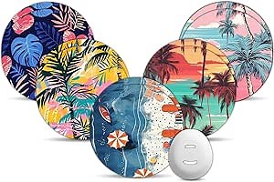 Dexcom G7 Over Patches, Amolyfe 10-Pack Dexcom Stelo Overpatches, Bump-Proof with Hard Cap, Waterproof, Breathable, Medical Adhesive, 15-Day CGM Protection (Beach Sunset)