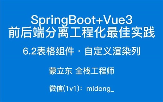 6.2SpringBoot+Vue3最佳实践前端篇-表格组件·自定义渲染列_哔哩哔哩_bilibili