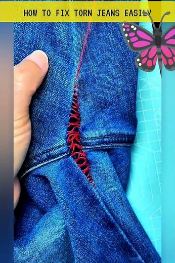 IT'S THIS EASY TO REPAIR RIPPED JEANS | INVISIBLE HAND STITCH TUTORIAL #sewinghack