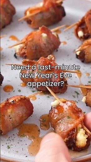 Need a last-minute New Year’s appetizer? Try these air fryer bacon-wrapped stuffed dates.
