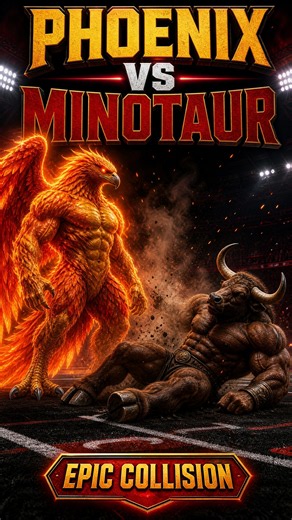 Phoenix Knocks Down Minotaur | Epic AI Fantasy Animal Collision