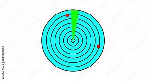 Abstract new radar icon animation. A radar typically features a circular display with concentric rings, a rotating line or sweep, and small blips or dots indicating detected objects.