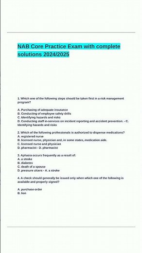 NAB Core Practice Exam with complete solutions 2024 20252