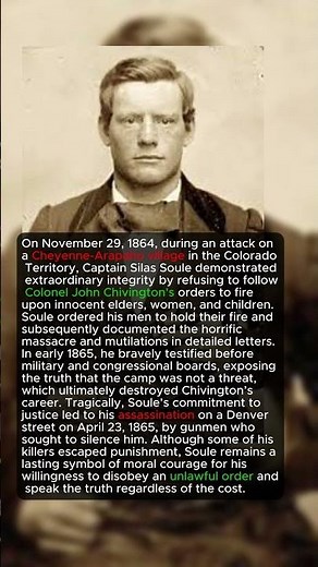 A Legacy of Moral Courage: Silas Soule and the Sand Creek Massacre #history #wwii