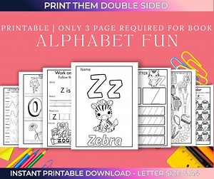 Alphabet Phonics Booklet, Foldable ABC Activity, Tracing, Coloring, Sound Recognition, Preschool and Kindergarten Printable, PDF Worksheet - Etsy