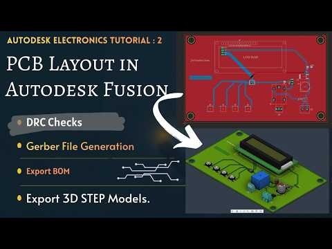 How to make PCB Layout on Autodesk Fusion, DRC, Gerber Generation, 3D Step File Export etc