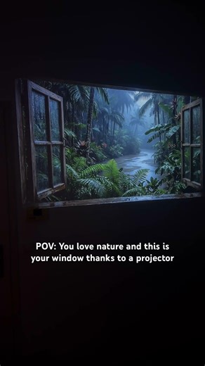 No window, no problem! This fake projector window view looks so real 🌿 #natureimmersion #projector