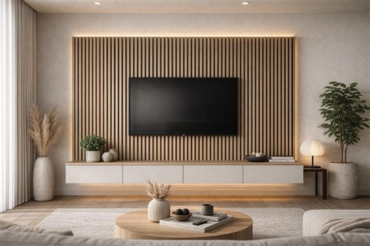 Slatted Media Wall Unit Plans – Diy Wooden Panel Blueprint Pdf - Etsy Canada