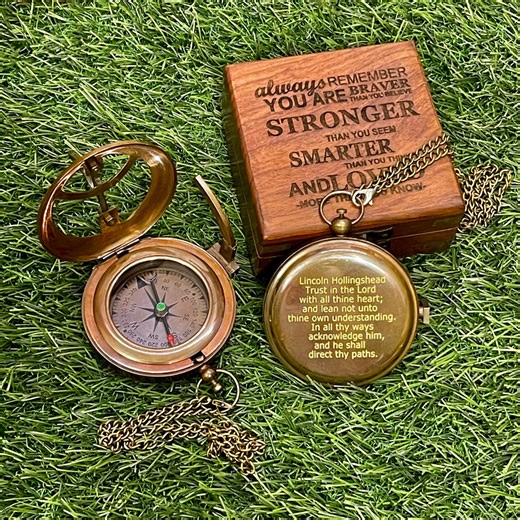 Engraved Sundial Compass, Personalized Working Compass, Christmas Gifts, Anniversary Gift Compass, Compass for Husband, Valentines Day Gift - Etsy