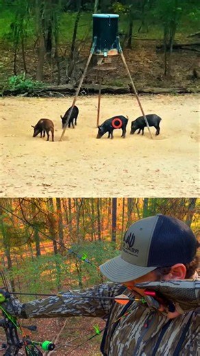 Perfect Bow Shot on a Wild Boar | Epic Archery Hunting Moment #bowhunt #animals #shortvideo