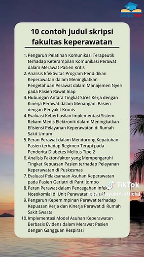 Ide Judul Skripsi Keperawatan dan Sumber Referensi Terbaik