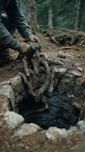 Tree Roots Tear Away Soil, Revealing Stone Ring