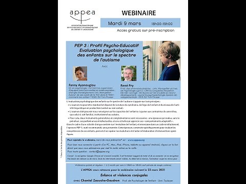 Replay du webinaire PEP 3 : Profil Psycho-Educatif - Evaluation TSA