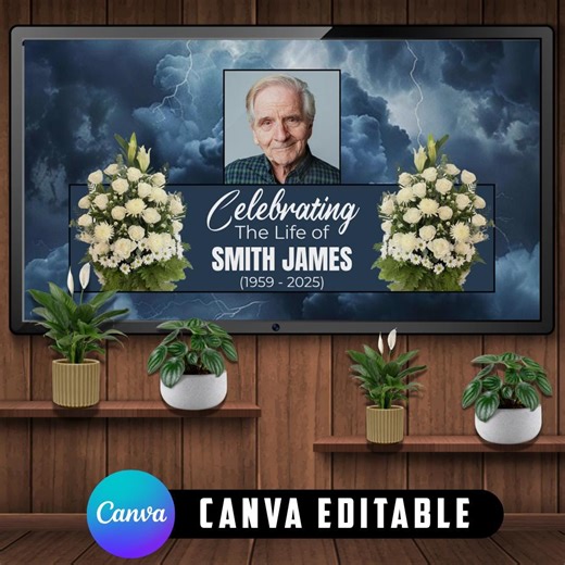 Funeral Slideshow Template, Memorial Funeral Announcement, Memorial Video Slides, Funeral Presentation, Celebration of Life, Canva Editable - Etsy