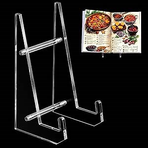 Acrylic Cookbook Stand for Kitchen Recipe Book Holder for Kitchen Counter Multi-Purpose Display Stand 8.8 x 4.72 Inch Kitchen Countertop Acrylic Recipe Decor (Transparent)