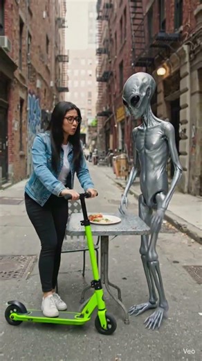 Teaching an alien how to ride a scooter #viralvideo