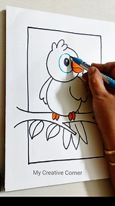Cute little Bird for Primary level CLASS TIME WORK❤ #onlinedrawingclassesforkids #allfollowers #mycreativecorner #highlights | My Creative Corner