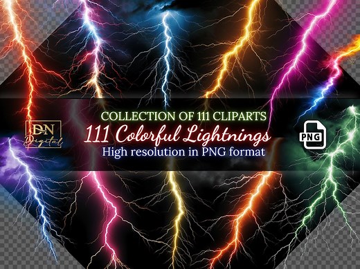111 Colorful Lightning Overlays/clipart Collection • Electrifying Lightning Strikes for Stunning Effects • PNG Clip Art • Digital Overlays - Etsy
