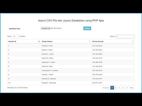 Import CSV File into Jquery Datatables using PHP Ajax