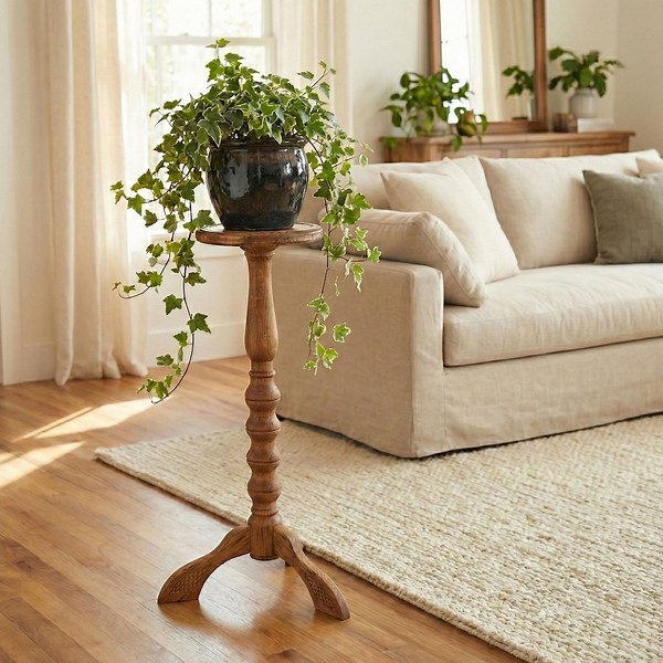 Tall Oak Wooden Plant Stand Indoor, Large Handcrafted Plant Table, Flower Pot Tripod, Solid Wood Planter Display, Mid-century Modern Holder - Etsy