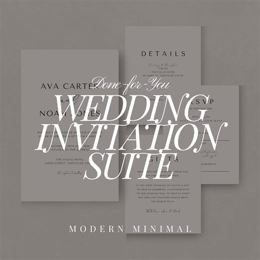 Modern Minimalist Wedding Invitation Suite, Semi Custom Digital Stationery (digital Download) - Etsy