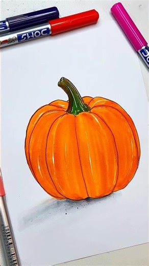 How to Draw a Pumpkin Easy 🎃 #shorts #drawing