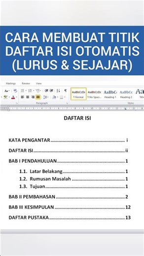 How to Create Automatic Table of Contents Points | Straight Line | Tab