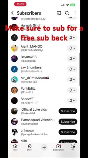 Make sure to sub for a sub back