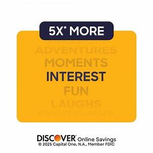 Take your savings further. Earn 5X* more interest with a Discover® Online Savings Account. | Discover