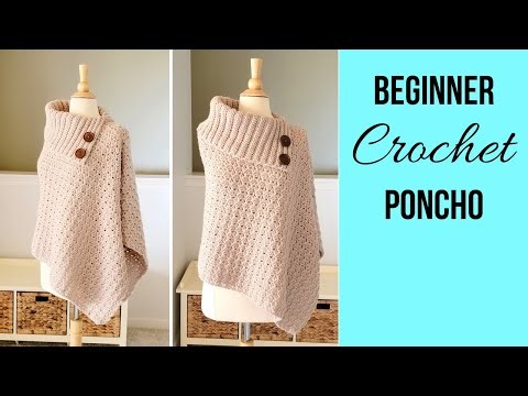 Crochet Poncho with Collar Pattern (from 2 Rectangles)