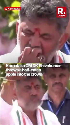 Karnataka CM DK Shivakumar Half-Eaten Apple Then Tosses It Into Crowd