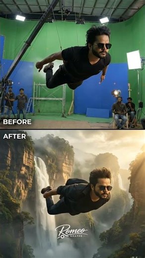 Before vs After VFX 🔥 Green Screen to Cinematic Scene | VFX Breakdown | AI Generated