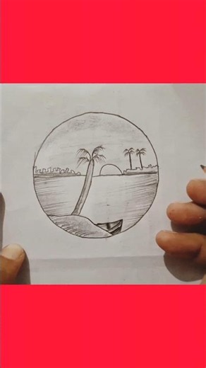 How to draw a beautiful pencil scenery | simple circle scenery drawing #shorts #art #artshorts