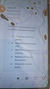 An implicit mathematical focus in children's literature include... | Filo