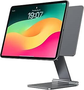 KU XIU Foldable Magnetic Stand Only for iPad Pro 11 M4 2024, Aluminum Alloy Tablet Stand for Desk, 360° Rotating Adjustable Tablet Holder Mount for iPad Pro 11 inch M4 (2024), No Charging Function